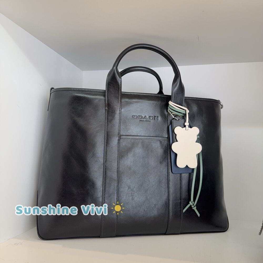 NWT Coach Grayson Tote Bag Charm CDY45 Silver/Black Shiny smooth Calf Leather - Picture 9 of 9